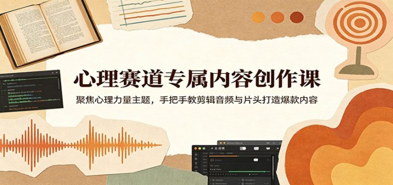 心理赛道专属内容创作课:聚焦心理力量主题,手把手教剪辑音频与片头打造爆款内容