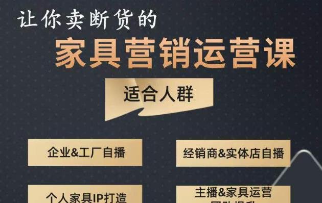 让你卖断货的家具营销运营课，打造高销量家具账号（短视频+直播+人物IP）(打造高销量家具账号，提升家具行业影响力)