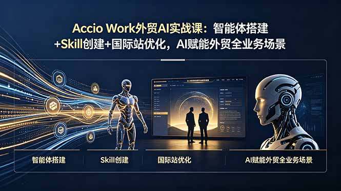 Accio Work外贸AI实战课：智能体搭建+Skill创建+国际站优化，AI赋能外贸全业务场景