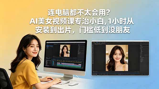 连电脑都不太会用?AI美女视频课专治小白,1小时从安装到出片,门槛低到没朋友