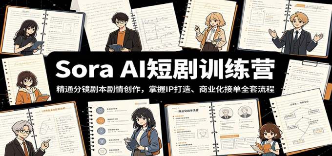Sora AI短剧训练营：精通分镜剧本剧情创作，掌握IP打造、商业化接单全套流程