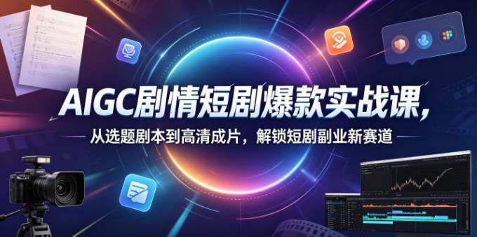 AIGC剧情短剧爆款实战课,从选题剧本到高清成片,解锁短剧副业新赛道