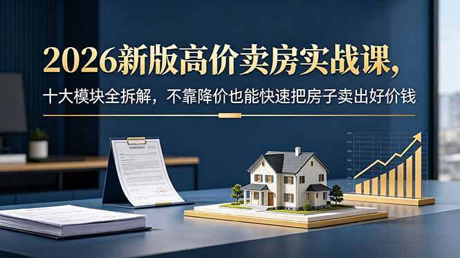 2026新版高价卖房实战课，十大模块全拆解，不靠降价也能快速把房子卖出好价钱