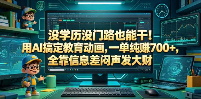 没学历没门路也能干!用AI搞定教育动画,一单纯賺700+,全靠信息差闷声发大财
