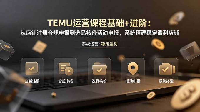 TEMU运营课程（基础+进阶）：从店铺注册合规申报到选品核价活动申报，系统搭建稳定盈利店铺