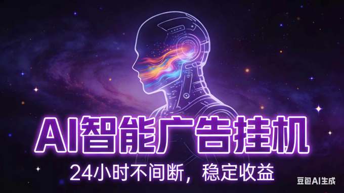 AI智能广告全自动挂机，全自动化运行，适合小白，宝妈，有主业人群，全程扶持搭健一套流程