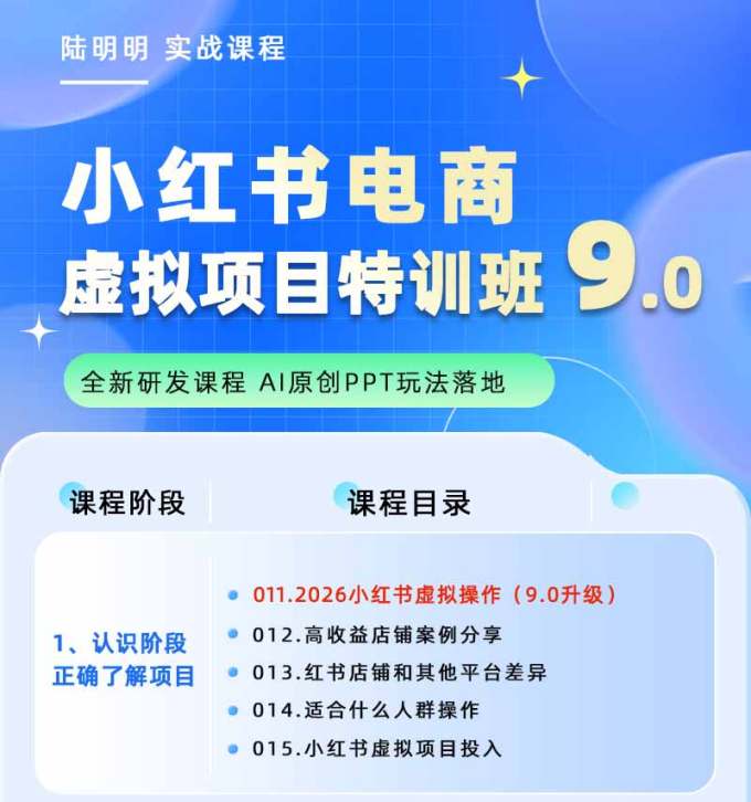 小红书虚拟项目特训班9.0,全面拥抱AI,批量产出原创PPT货源,单品/单店纯利润几万到几十W