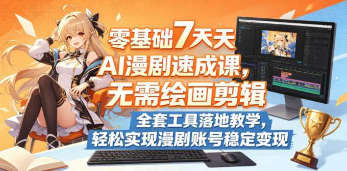 零基础7天AI漫剧速成课,无需绘画剪辑,全套工具落地教学,轻松实现漫剧账号稳定变现