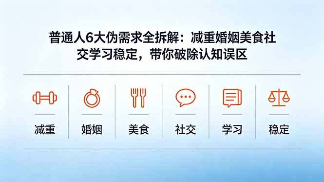 付费文章：普通人6大伪需求全拆解：减重婚姻美食社交学习稳定，带你破除认知误区