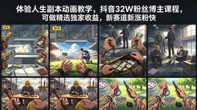 体验人生副本动画教学, 抖音32W粉丝博主课程,可做精选独家收益,新赛道新涨粉快