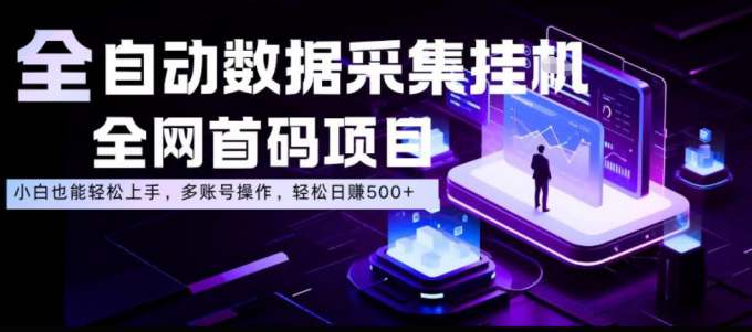 全自动数据采集挂G，全网首码项目，简单易操作，小白也能轻松上手，多账号操作，轻松日入500+