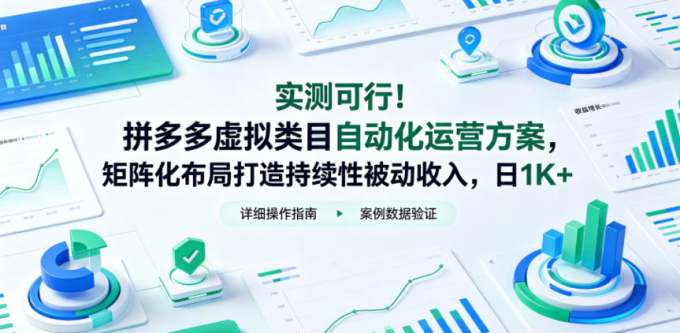 实测可行！拼多多虚拟类目自动化运营方案，矩阵化布局打造持续性被动收入，日1K+