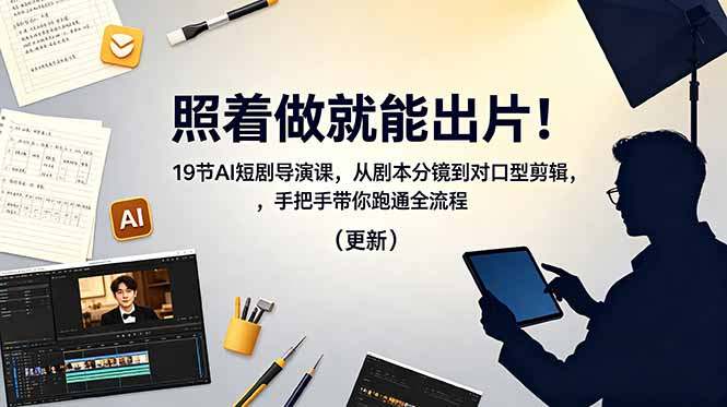 照着做就能出片！19节AI短剧导演课，从剧本分镜到对口型剪辑，手把手带你跑通全流程（更新）