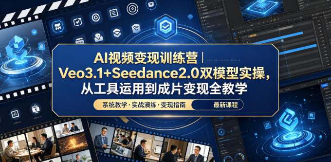 AI视频变现训练营｜Veo3.1+Seedance2.0双模型实操，从工具运用到成片变现全教学