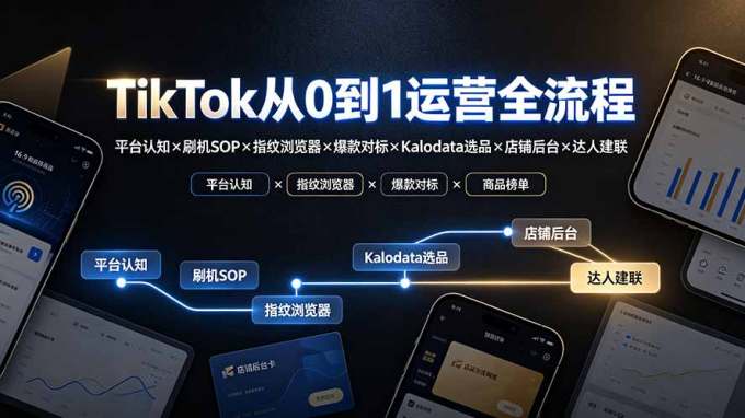 TikTok从0到1运营全流程-更新：平台认知×刷机SOP×指纹浏览器×爆款对标×Kalodata选品×店铺后台×达人建联