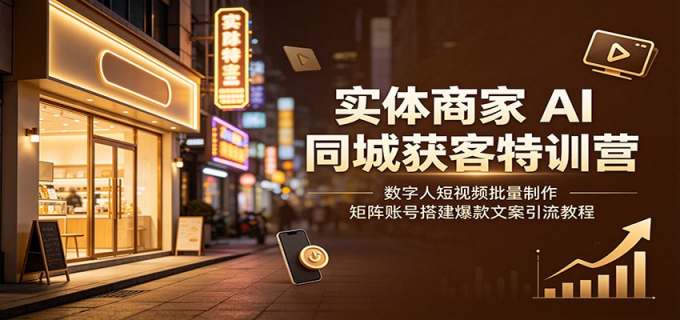 实体商家AI同城获客特训营:数字人短视频批量制作,矩阵账号搭建爆款文案引流教程