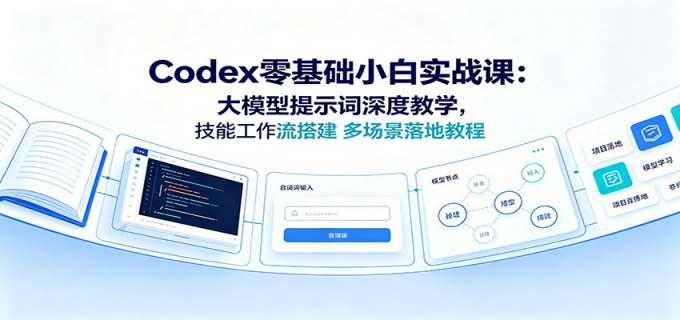 Codex零基础小白实战课:大模型提示词深度教学,技能工作流搭建多场景落地教程