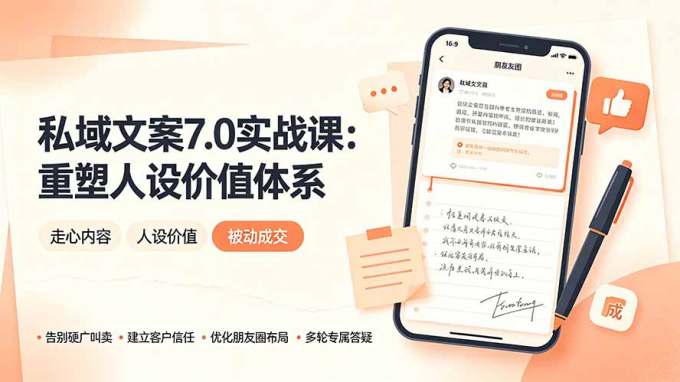 私域文案实战课7.0:重塑人设价值体系|-告别硬广推销×走心内容×自我价值塑造,实现被动成交