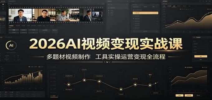 2026AI视频变现实战课:多题材视频制作,工具实操运营变现全流程