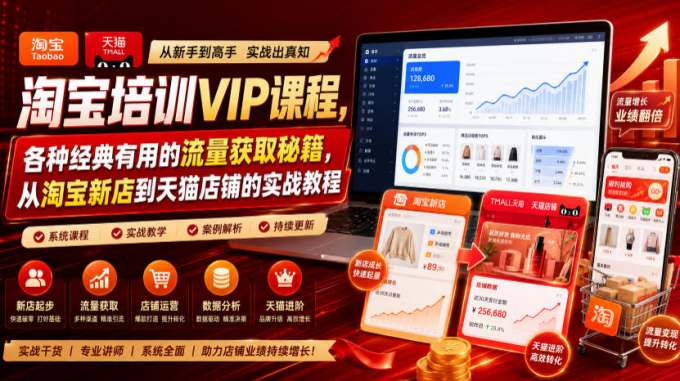 淘宝培训VIP课程，各种经典有用的流量获取秘籍，从淘宝新店到天猫店铺的实战教程（更新08月12日）