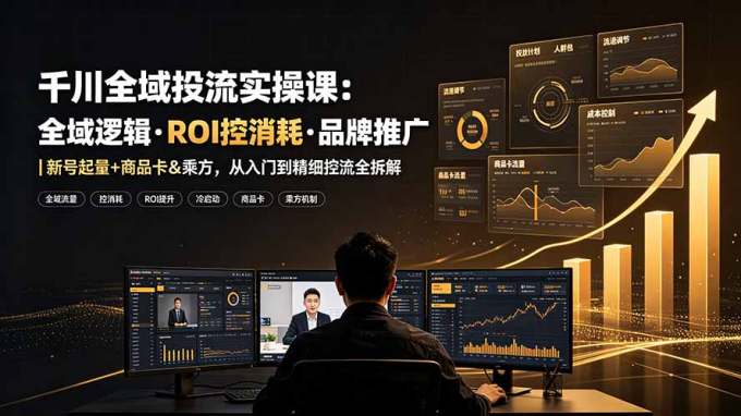 千川全域投流实操课：全域逻辑·ROI控消耗·品牌推广｜新号起量+商品卡&乘方，从入门到精细控流全拆解