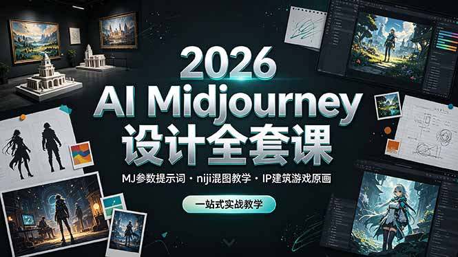2026 AI Midjourney设计全套课，MJ参数提示词niji混图教学，IP建筑游戏原画一站式实战教学