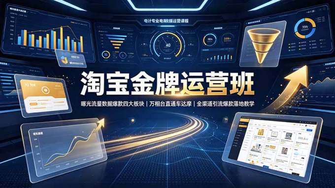 淘宝金牌运营班-7月:曝光流量数据爆款四大板块|万相台直通车达摩|全渠道引流爆款落地教学