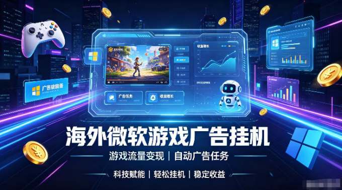 海外游戏广告自动挂G,轻资产海外副业风口,单设备稳定产出500+