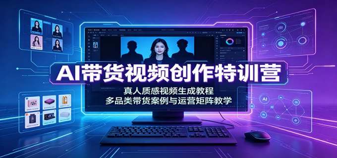 AI带货视频创作特训营：真人质感视频生成教程，多品类带货案例与运营矩阵教学