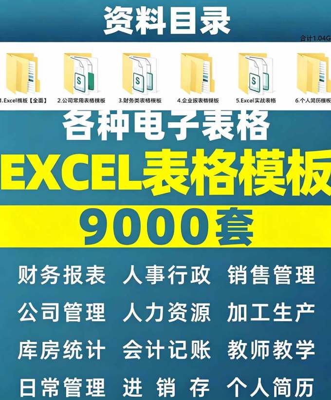 自费购买素材合集!超全Excel常用模版系列,分类清晰,共9000+套excel模型合集+个人简历素材