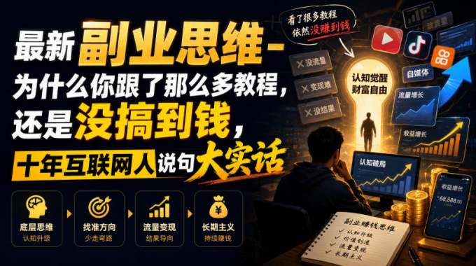 最新副业思维-为什么你跟了那么多教程,还是没搞到钱,十年互联网人说句大实话