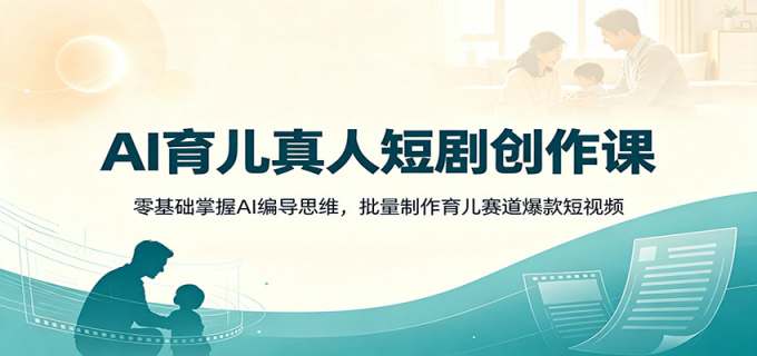 AI育儿真人短剧创作课:零基础掌握AI编导思维,批量制作育儿赛道爆款短视频