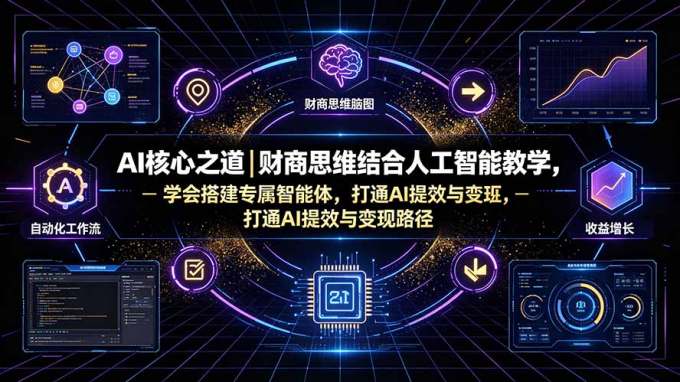 AI核心之道|财商思维结合人工智能教学,学会搭建专属智能体,打通AI提效与变现路径