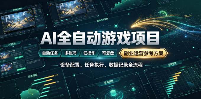 AI全自动游戏躺賺副业：日入几百，稳定运行三年的项目！