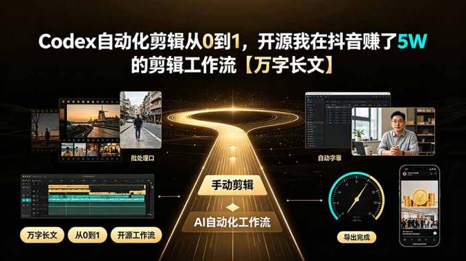 Codex自动化剪辑从0到1,开源我在抖音赚了5W 的剪辑工作流【万字长文】