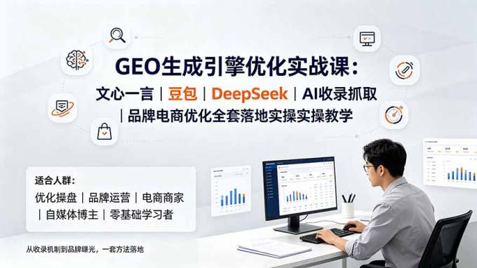 GEO生成引擎优化实战课:文心一言|豆包|DeepSeek|AI收录抓取|品牌电商优化全套落地实操教学