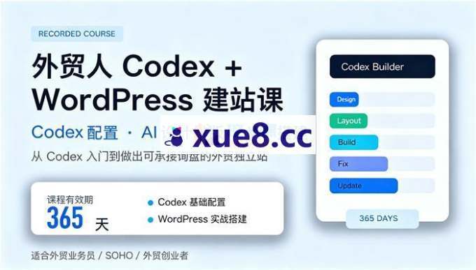 某博主《外贸人Codex+WordPress建站课》
