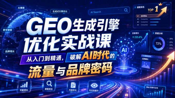 GEO生成引擎优化实战课，从入门到精通，破解AI时代的流量与品牌密码