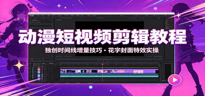 动漫短视频剪辑教程:独创时间线增量技巧,花字封面特效实操