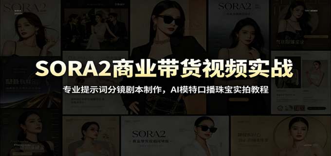 SORA2商业带货视频实战:专业提示词分镜剧本制作,AI模特口播珠宝实拍教程