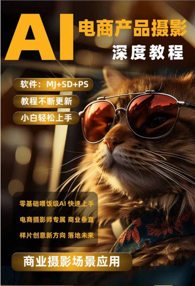 AI电商人像摄影实战课·SD多端部署|MJ完整教学|家电护肤家具商品图人像写真全案例