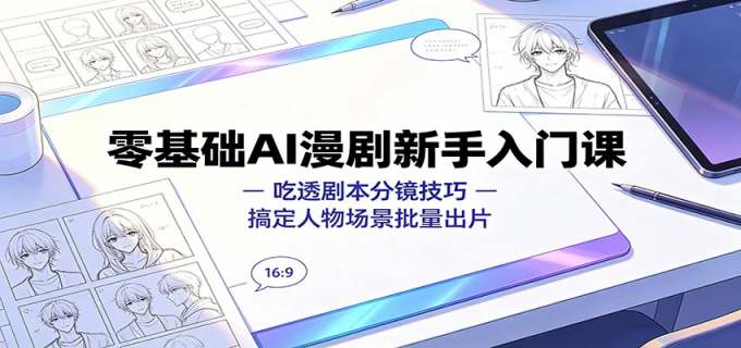 零基础AI漫剧新手入门课:吃透剧本分镜技巧,搞定人物场景批量出片
