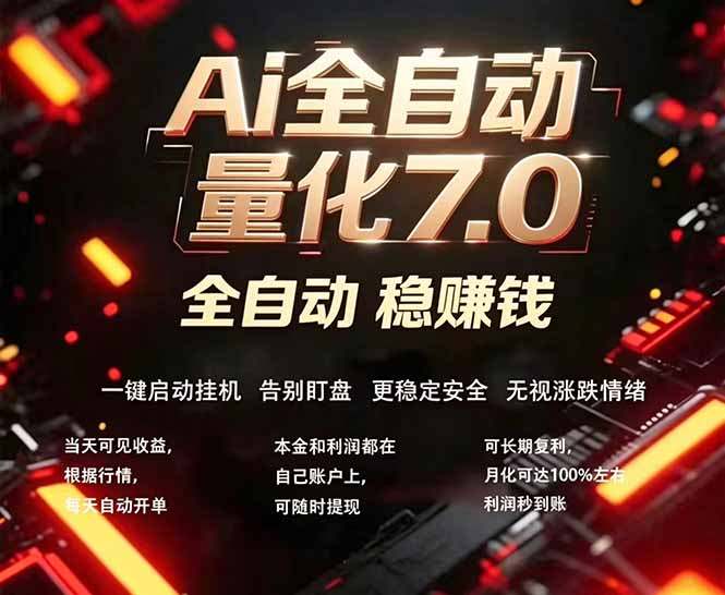 EA黄金量化7.0 ,24小时全自动挣美金,小白轻松操作,日入1000+