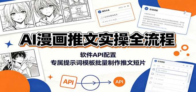 AI漫画推文实操全流程：软件API配置，专属提示词模板批量制作推文短片