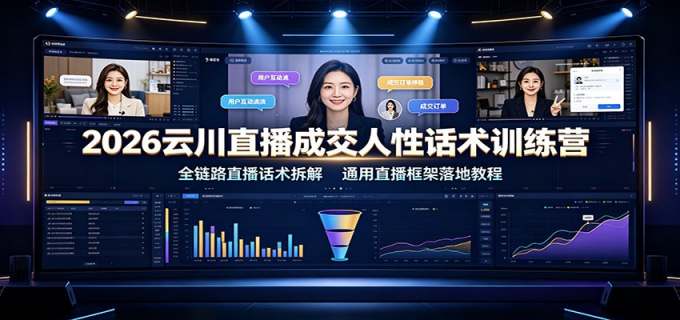 2026云川直播成交人性话术训练营:全链路直播话术拆解,通用直播框架落地教程