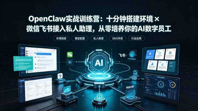 OpenClaw实战特训营:十分钟搭建环境×微信飞书接入私人助理,从零培养你的AI数字员工