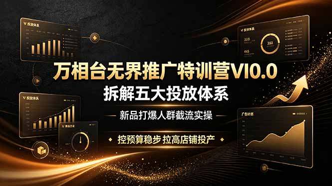 万相台无界推广特训营VI0.0，拆解五大投放体系，新品打爆人群截流实操，控预算稳步拉高店铺投产