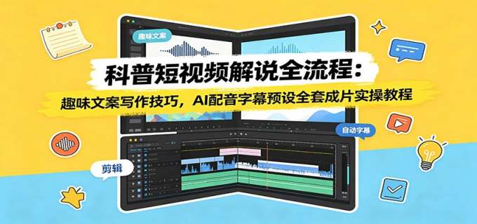科普短视频解说全流程:趣味文案写作技巧,AI配音字幕预设全套成片实操教程