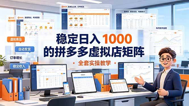 稳定日入 1000 的拼多多虚拟店矩阵，全套实操教学