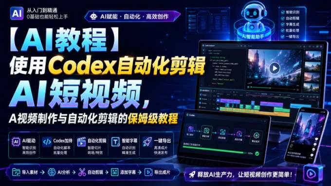 【AI教程】使用Codex自动化剪辑AI短视频，AI视频制作与自动化剪辑的保姆级教程